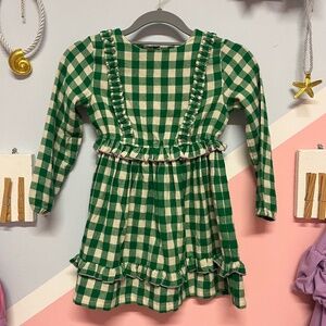 Hello Simone Kids Green Checkered Dress